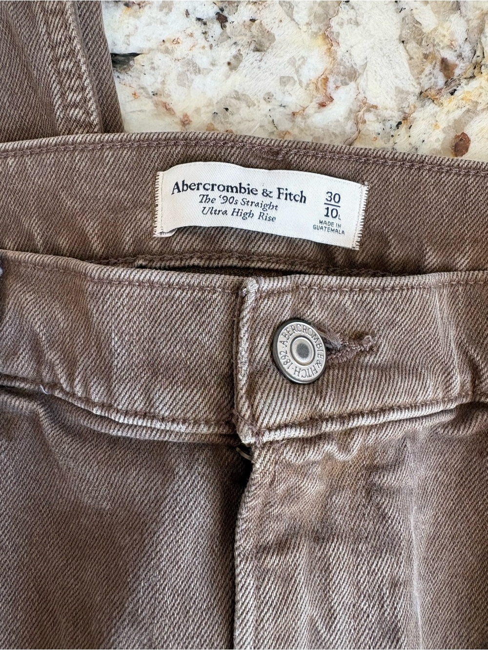 Abercrombie & Fitch Brown 90s Straight Ulta High Rise Jeans - Picture 3 of 6